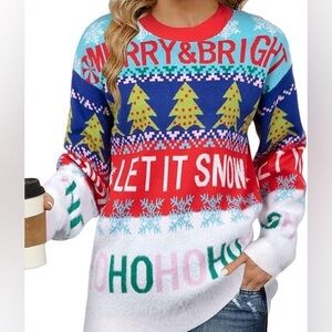 33 Degrees Ugly Christmas Sweater Merry & Bright Let It Snow Ho Ho 33 Women’s